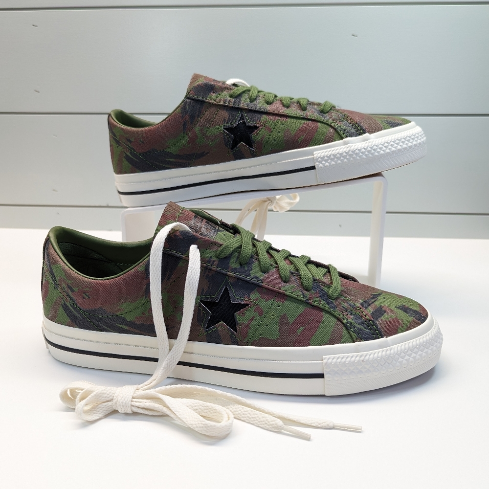 Converse One Star Pro OX Cypress Green Black Egret Camo Canvas sneakers Men 9.5 - Picture 3 of 8